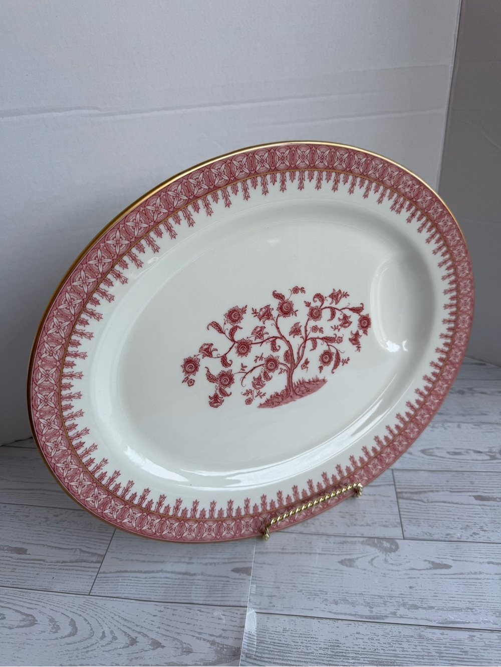 Pink and gold  Floral Transferware Serving Platter - Elegant Home Dining